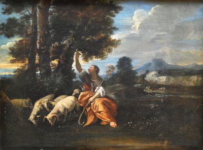 Herminie graviert den Namen Tancred auf einen Baum von Pier Francesco Mola